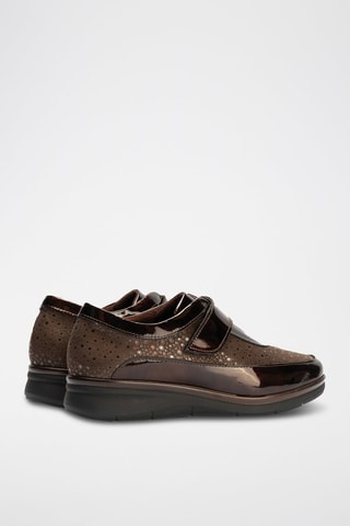 Stringate in pelle verniciata - Marrone