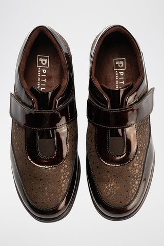 Stringate in pelle verniciata - Marrone