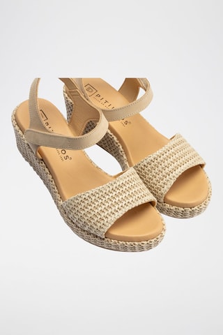 Sandali con zeppa in pelle scamosciata - Beige
