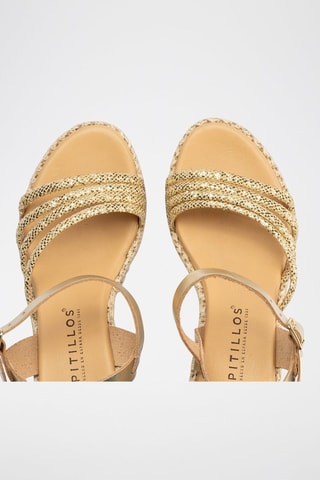 Sandali con zeppa in pelle - Dorato