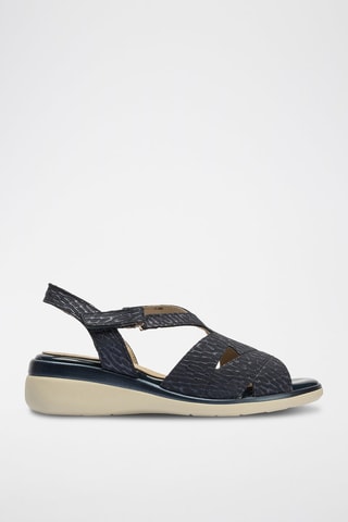 Sandali con zeppa in pelle - Blu