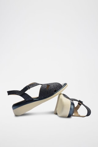 Sandali con zeppa in pelle - Blu