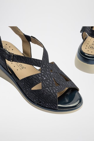 Sandali con zeppa in pelle - Blu