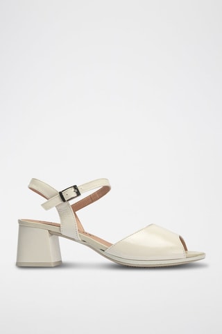 Sandali con tacco in pelle verniciata - Bianco