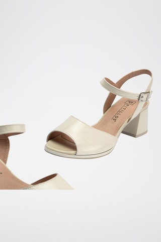 Sandali con tacco in pelle verniciata - Bianco