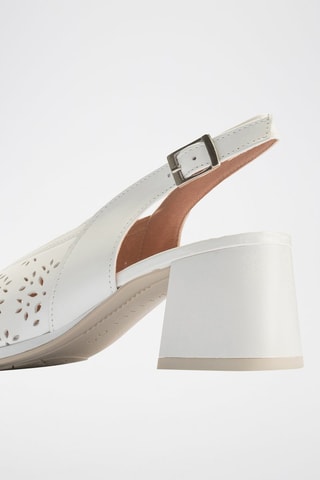 Sandali con tacco in pelle - Bianco