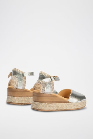 Sandali con zeppa in pelle - Argentato