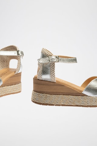 Sandali con zeppa in pelle - Argentato