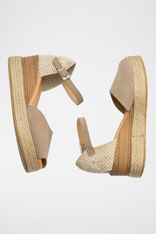 Espadrillas con zeppa in pelle scamosciata - Beige