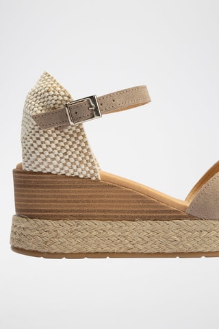 Espadrillas con zeppa in pelle scamosciata - Beige