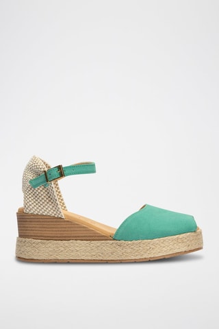 Espadrillas con zeppa in pelle scamosciata - Blu