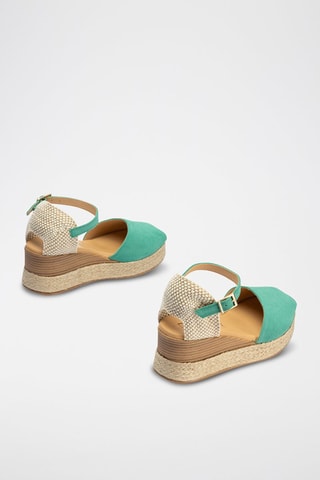 Espadrillas con zeppa in pelle scamosciata - Blu