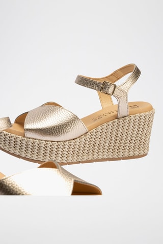 Sandali con zeppa in pelle - Dorato