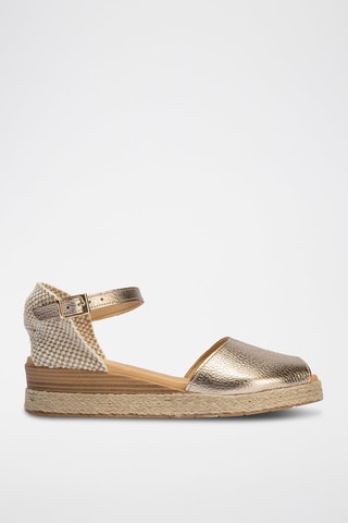 Sandali con zeppa in pelle nappa - Dorato