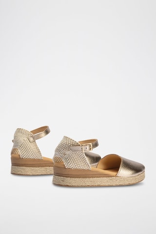 Sandali con zeppa in pelle nappa - Dorato