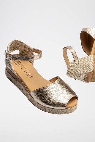 Sandali con zeppa in pelle nappa - Dorato