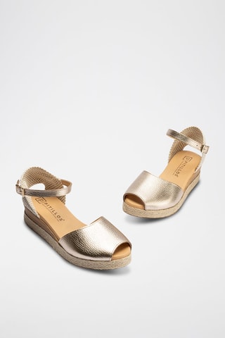 Sandali con zeppa in pelle nappa - Dorato