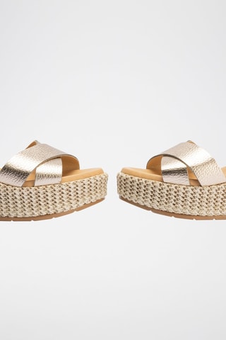 Sandali con zeppa in pelle - Dorato