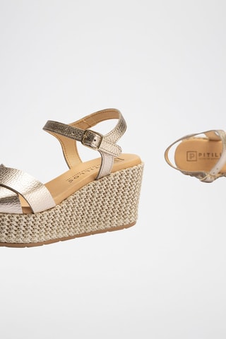 Sandali con zeppa in pelle - Dorato