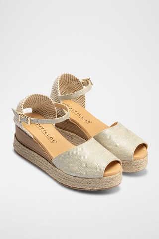 Sandali con zeppa in lino - Bianco