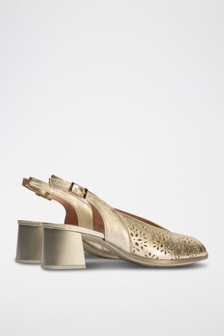 Sandali con tacco in pelle - Dorato