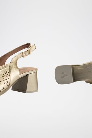 Sandali con tacco in pelle - Dorato