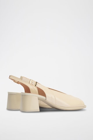 Sandali con tacco in pelle verniciata - Beige