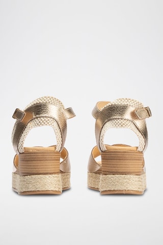 Sandali con zeppa in pelle - Dorato