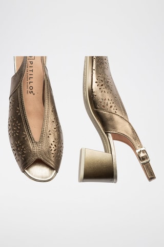 Sandali con tacco in pelle - Dorato