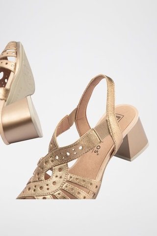 Sandali con tacco in pelle - Beige