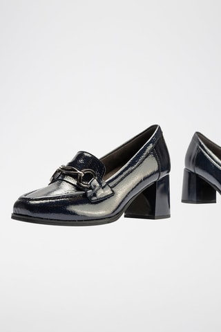 Mocassini con tacco in pelle verniciata - Blu