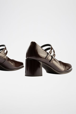 Scarpe baby con tacco in pelle verniciata - Marrone