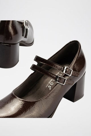 Scarpe baby con tacco in pelle verniciata - Marrone