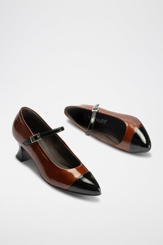 Scarpe baby con tacco in pelle verniciata - Marrone