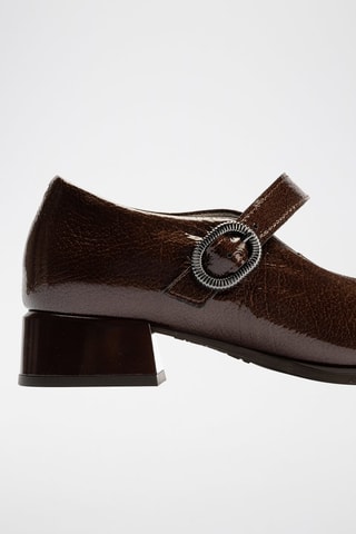 Scarpe baby con tacco in pelle verniciata - Marrone