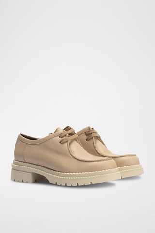 Stringate in pelle nappa - Beige