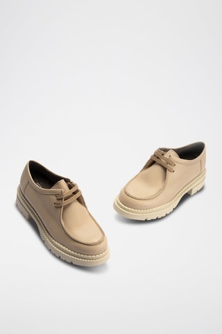 Stringate in pelle nappa - Beige