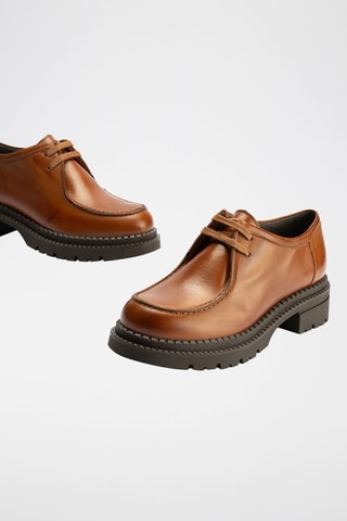 Stringate in pelle nappa - Marrone