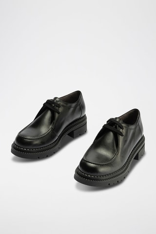 Stringate in pelle nappa - Nero