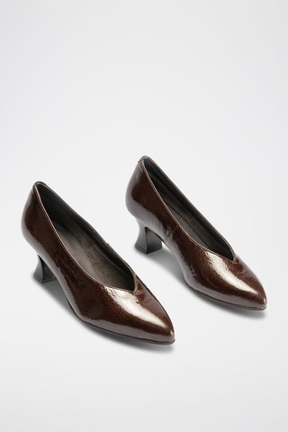 Décolleté in pelle verniciata - Marrone