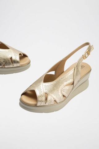 Sandali con zeppa in pelle - Dorato