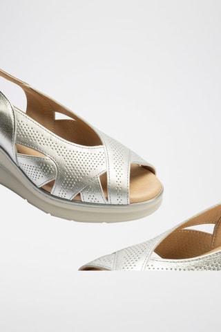 Sandali con zeppa in pelle - Argentato