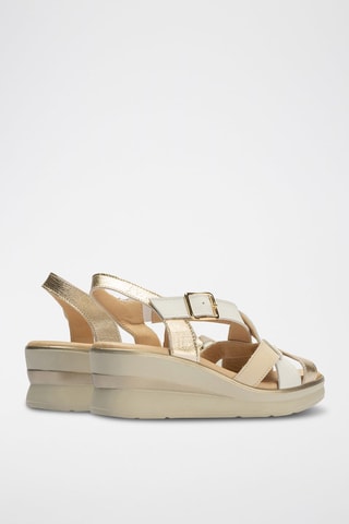 Sandali con zeppa in pelle nappa - Bianco