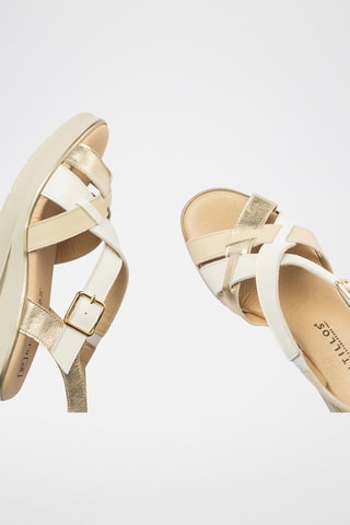 Sandali con zeppa in pelle nappa - Bianco