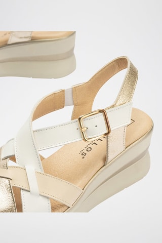 Sandali con zeppa in pelle nappa - Bianco