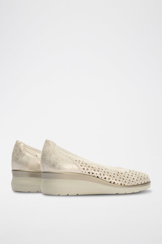 Ballerine con zeppa in pelle - Dorato