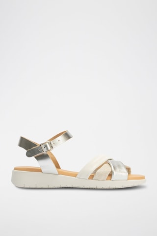 Sandali in pelle e lino - Argentato