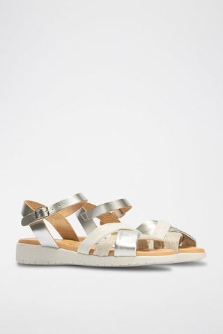 Sandali in pelle e lino - Argentato