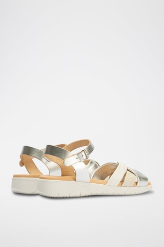 Sandali in pelle e lino - Argentato