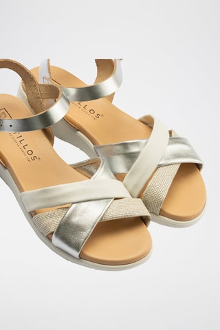 Sandali in pelle e lino - Argentato